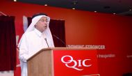 Khalaf Ahmed Al Mannai, the Chairman of OQIC, delivering a welcome speech at the event. 