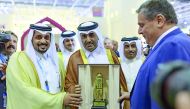 Aziz Akhannouch, Morocco’s Minister for Agriculture and Maritime Fisheries, is seen along with Qatari officials during the inauguration ceremony of the Salon du Cheval in Morocco yesterday.