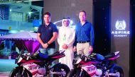 Khalid Al Remaihi (centre), Vice-President and General Manager of Losail Circuit Sports Club (LCSC), is seen along with Jose Luis Cardoso, a former MotoGP and WorldSBK rider, and Markus Egger, Director of Sport and Strategy, Aspire Academy, at Losail Inte