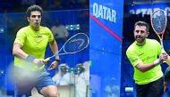 Omar Mosaad (left) of Egypt and England Daryl Selby will clash in today’s final of the QSF No.1 PSA Bronze tournament at the Khalifa International Tennis and Squash Complex.
