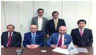 Hassan bin Mohammed Rafi Al-Emadi, Ambassador of Qatar to Japan; Abdullah bin Jassim Zeiara, the Embassy Second Secretary; Mohamed Khalifa Al Sada, Chairman and Managing Director of S’hail Shipping and Maritime Service; and Rajiv Pal, CEO S’hail Shipping,