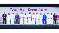 Khalid bin Khalifa Al Thani, Qatargas CEO, and the Qatargas Management Leadership Team at the annual Town Hall meeting at QNCC.