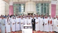 Doha Bank’s Chairman Sheikh Fahad bin Mohammad bin Jabor Al Thani, Managing Director Sheikh Abdul Rehman bin Mohammad bin Jabor Al Thani, Group CEO Dr. R Seetharaman and other senior executives and bank staff during the Qatar National Day celebrations. 