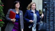 Britain's Minister of State at the Department for Business, Energy and Industrial Strategy Claire Perry (L) and Britain's International Development Secretary and Minister for Women and Equalities Penny Mordaunt leaves from 10 Downing Street in central Lon