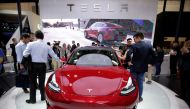 A Tesla Model 3 car is displayed during a media preview at the Auto China 2018 motor show in Beijing, China April 25, 2018. (REUTERS/Jason Lee/File Photo)
