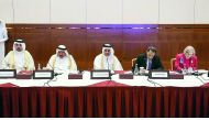 Minister of Commerce and Industry H E Ali bin Ahmed Al Kuwari; Ambassador Anne Patterson (right) President of the US-Qatar Business Council, and other dignitaries during the roundtable, yesterday.  