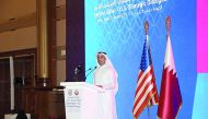 QFZA Deputy Chief Executive Abdulla Al Misnad making the presentation on the sidelines of the Second US-Qatar Strategic Dialogue.