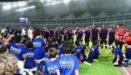 PSG players with the students of Doha’s PSG Academy.