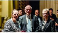 Commercial Bank COO, Dr Leonie Lethbridge (centre), with guests during the Business Leaders Dinner. 