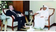 H E Ali bin Ahmed Al Kuwari, Minister of Commerce and Industry, holding discussions with the visiting Cuban Foreign Trade and Investment Minister, Rodrigo Malmierca.