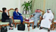Qatar Chamber’s Assistant Director-General for Government Relations and Committee Affairs, Ali Bu Sherbak Al Mansouri, holding discussions with SDA’s Vice-General Secretariat Dr. Andrea Vincenzoni in the presence of Deputy Head of Mission at the Italian e
