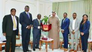 Qatar Chamber’s First Vice-Chairman Mohamed bin Ahmed bin Towar Al Kuwari and the visiting trade delegation from Ghana, at QC headquarters.