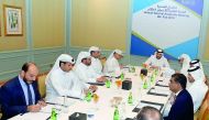 Beema Chairman Sheikh Jassim bin Hamad bin Jassim bin Jabor Al Thani (centre); Deputy Chairman Abdulatif bin Abdullah Al Mahmoud (fifth right); and other Board members reviewing the 2018 financial results.