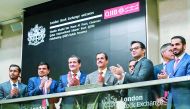 QIIB Chairman and Managing Director Sheikh Dr Khalid bin Thani Al Thani with other dignitaries during the listing of the bank's $500m Sukuk on the London Stock Exchange, yesterday.