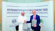 Yousuf Mohamed Al Jaida (left), Chief Executive Officer, QFC Authority; and  Richard Morin, Chief Executive Officer, Pakistan Stock Exchange during the signing ceremony.