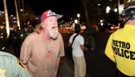 A Donald Trump supporter yells at anti-Trump protesters outside the Trump International Hotel, Las Vegas. (Ethan Miller/ Getty Images/AFP) 