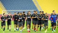 Esperance Sportive de Tunis players in action during a practice session at the Al Gharafa Stadium in Doha, ahead of today’s CAF Super Cup final against Raja Casablanca of Morocco. Picture : Mohamed Farag