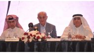 Issa Abdul Salam Abu Issa (centre), Chairman of Salam International Investment Ltd (SIIL), and other board members, during the Company’s General Assembly Meeting held at The Gate Mall, yesterday. 
Pic; Baher Amin / the peninsula