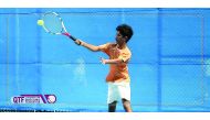 A Qatari player in action during the Asia-Oceania Final Qualifying event for ITF World Junior Tennis Competition in Kuala Lumpur, Malaysia.