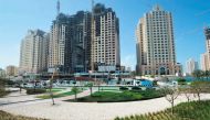 The current construction in progress on Al Mutahidah Towers, The Pearl-Qatar.