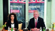 Peter Kenneth Estlin (right), the Lord Mayor of the City of London, and Gisele Razzouk, Political and Communications Attache at the British Embassy in Qatar, during a media roundtable held at Al Wadi Hotel, yesterday. Pic: Baher Amin / the peninsula
