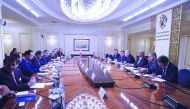 The members of Qatari delegation discussing business and investment opportunities and ways of enhancing cooperation and investment  with their Russian counterparts at the Qatar-Russia Business Council meeting in Moscow.  