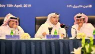 FROM LEFT: Sheikh Mohammed bin Ali Al Thani, Deputy Chairman; Sheikh Nasser bin Ali Al Thani, Chairman and Managing Director of the Group; and Sheikh Ali bin Jassim bin Mohammad Al Thani, Board member, during Qatar General Insurance and Reinsurance Annual