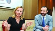 Margaret Franco (left), Senior Vice-President, Marketing (Europe, Middle East and Africa), Dell Technologies; and Ghassan Kosta, Country Manager, Dell Technologies Qatar; speaking to The Peninsula, on the sidelines of Dell Technologies Forum Qatar 2019 at