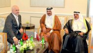 The Prime Minister of the Republic of Albania, Edi Rama, with Qatar Chamber First Vice-Chairman Mohamed bin Ahmed bin Towar Al Kuwari (centre).
