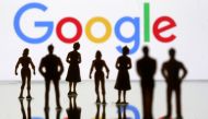 FILE PHOTO: Small toy figures are seen in front of Google logo in this illustration picture, April 8, 2019. REUTERS/Dado Ruvic