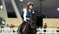 Young riders in action at the Al Shaqab Arena during the Education Department (EED) Show Jumping Competition, yesterday. 