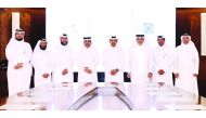 H E Saad bin Sherida Al Kaabi (fourth right), the Minister of State for Energy Affairs, the President & CEO of Qatar Petroleum; Essa bin Hilal Al Kuwari (third left) Kahramaa President; Fahad Hamad Al Muhannadi (third right), the Chairman of Umm Al Houl P