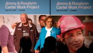 Jimmy Carter and his wife Rosalyn Carter at the Canadian Museum for Human Rights during a closing ceremony for a Habitat for Humanity project, July 14, 2017. Reuters/Zachary Prong