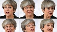 A combination of images shows Prime Minister Theresa May speaking at an event in Florence Italy, September 22, 2017. Reuters/Jeff J Mitchell