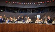 Chairman of the NATO Military Committee, Air Marshal Stuart Peach (C) attends the 181st Military Committee in Chiefs of Defence Session in Brussels, Belgium on May 22, 2019. ( Dursun Aydemir - Anadolu 