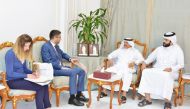 Senior officials of Qatar Chamber (QC), with the visiting members of an official delegation from the Turkish Ministry of Family, Labour and Social Services headed by Ali Ibi, Deputy Director of the Department of Foreign Relations, at the QC headquarters. 