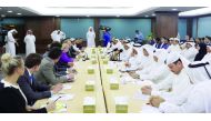 Qatar Chamber Chairman Sheikh Khalifa bin Jassim Al Thani (sixth right) presiding over the meeting of the Qatari-American Business Council.