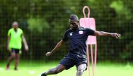 Qatari striker Almoez Ali in action during a training session in Rio de Janeiro yesterday, ahead of tomorrow’s friendly against Brazil.