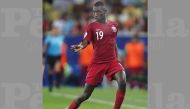 Striker Almoez Aliin action during Qatar’s opening match of Copa America against Paraguay on Sunday.