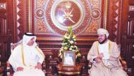 H E Ali Shareef Al Emadi (left), Minister of Finance, with H E Sayyid Asaad bin Tariq Al Said, Deputy Prime Minister for International Cooperation and Special Representative to the Sultan, during his official visit to Oman yesterday. 
