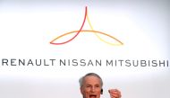 Renault Chairman Jean-Dominique Senard attends a Renault, Nissan and Mitsubishi chiefs' joint news conference in Yokohama, Japan, March 12, 2019. Reuters/Kim Kyung-Hoon
