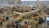 An Airbus A220 passenger jet, formerly known as the Bombardier CSeries, stands in the final assembly line where the European company plans a $30 million investment to keep up with forecast demand, in Mirabel near Montreal, Quebec, Canada January 14, 2019.