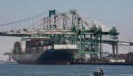 A container ship unloads it's cargo from Asia, at the Long Beach port, California on August 1, 2019. President Donald Trump announced August 1 that he will hit China with punitive tariffs on another $300 billion in goods, escalating the trade war after ac