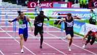 France’s Pascal Martinot-Lagarde (left) winning the men’s 110m hurdles event during the Zurich Diamond League finals at the Letzigrund Stadium in  Zurich, Switzerland, yesterday. 