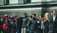 People queue outside a bank in Buenos Aires on September 2, 2019.  AFP / Ronaldo Schemidt