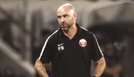 Qatar’s coach Felix Sanchez gestures during the match against Afghanistan in Doha on Thursday.
