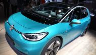 A Volkswagen ID.3 electric car is pictured at the company's booth at the Frankfurt motor show IAA 2019, in Frankfurt am Main Germany, on September 11, 2019. AFP / Daniel Roland 