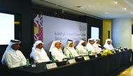 QFB Board members along with Chairman, Sheikh Faisal bin Thani Al Thani, and CEO Ali Mohammed Al Obaidli at the EGM.