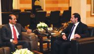 The Minister of State for Energy Affairs H E Saad bin Sherida Al Kaabi (left), holding discussions with Saad Al Hariri, the Prime Minister of the Lebanese Republic, in Beirut yesterday.