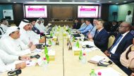 Mohamed bin Ahmed bin Towar Al Kuwari (second left), First Vice-Chairman of Qatar Chamber; Ambassador of South Africa to Qatar, Faizel Moosa (second right); and other officials at Qatar Chamber headquarters during a meeting with South African trade delega